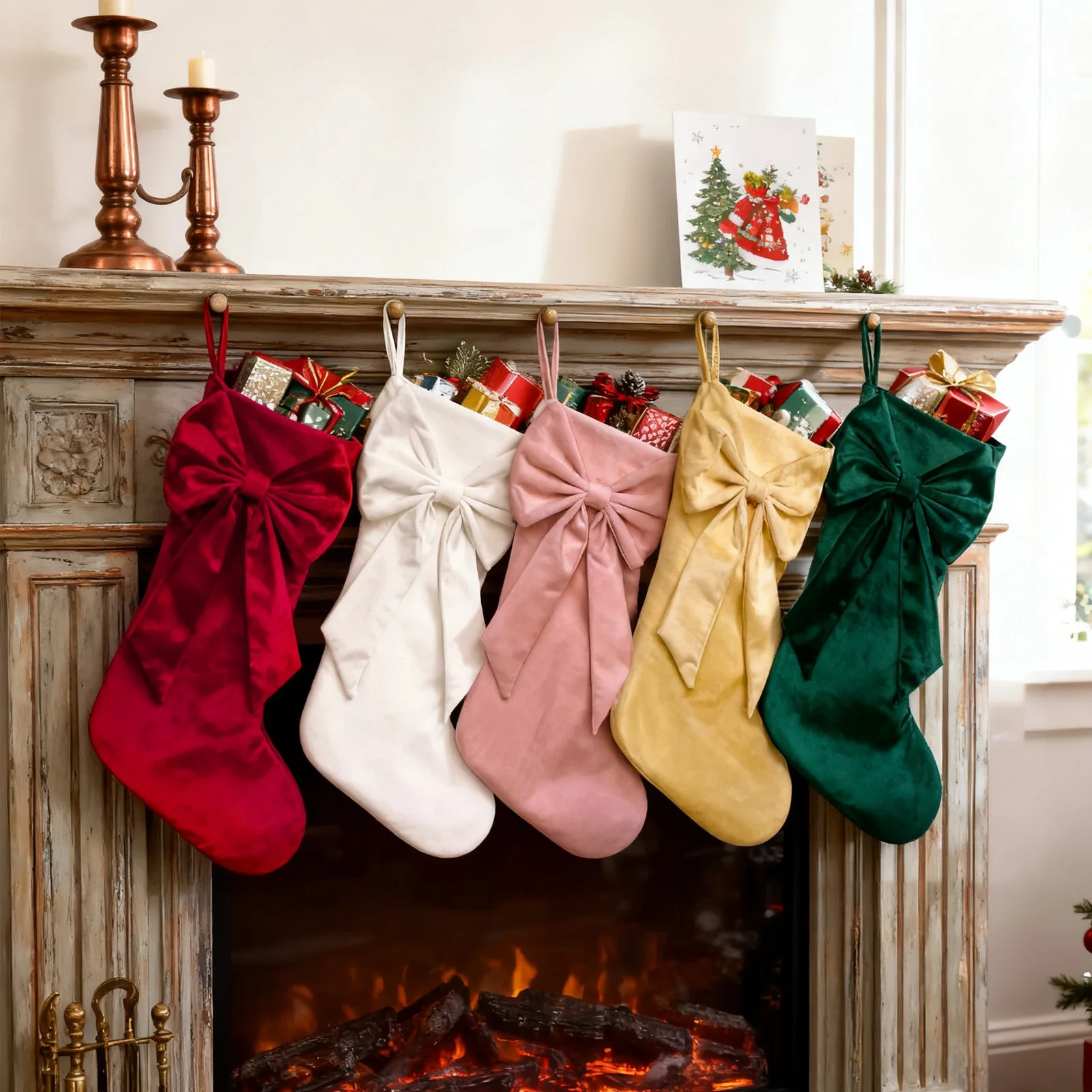 Christmas Stocking Hanging - Sacchetti Regalo Natalizi Grandi per Caramelle,