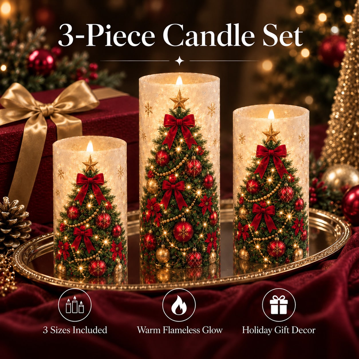 Set di 3 candele LED senza fia - Holiday Candle Set recensione e prezzo